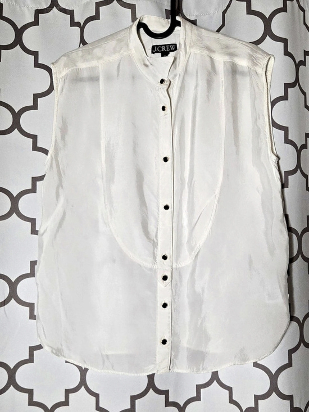 J.Crew Jules Sleeveless Tuxedo Blouse White Size 6